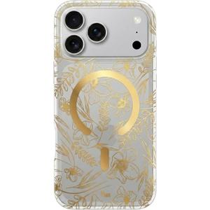 LONLI Hue for iPhone 17 Pro Max Case - Golden Floral Shockproof Magnetic Phone Cover - [Compatible with Magsafe] - Elegant, Unique and Aesthetic for Women and Girls