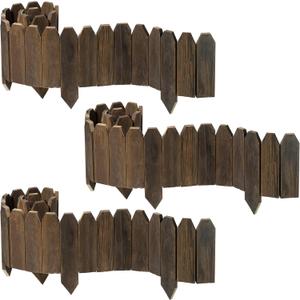 Wood Garden Edging, Wooden Fence Border Decorative Small Picket Panels for Flower Bed Barriers and Landscape Fencing (5.9" H x 47" L, 3 Pack)