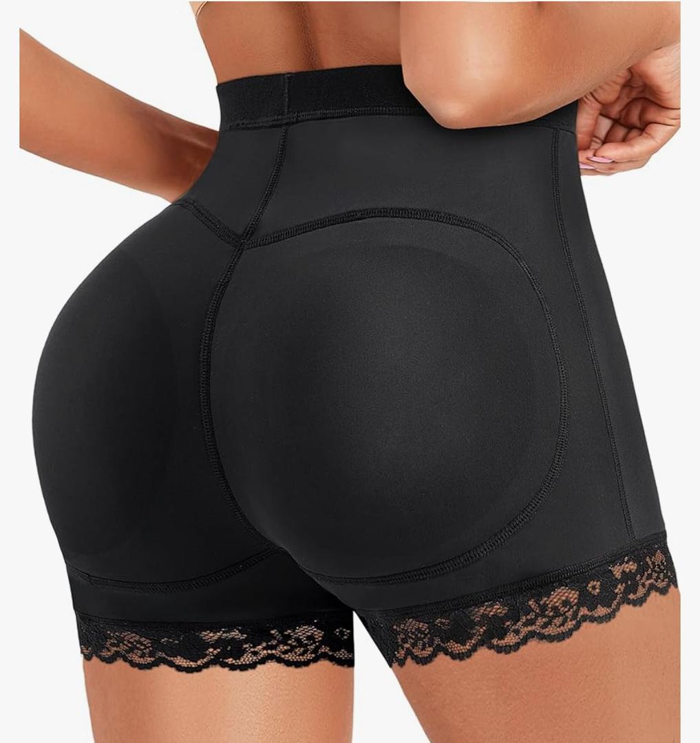 AOSBOEI Women Butt Lifter Panties Padded Shapewear Hip Enhancer Pads Shorts Seamless Underwear Tummy Control Boyshorts Large Black