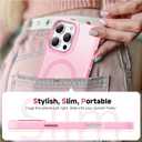Stronger Magnetic & Shockproof for iPhone 16 Pro Case,Fit for MagSafe, with Screen Protector & Wrist Strap, Military-Grade Drop, Translucent Slim for iPhone 16 Pro Case, Chalk Pink