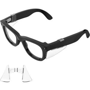 HiBloks Safety Glasses Side Shields for Ray-Ban Meta Wayfarer/Skyler/Headliner & Oakley Meta HSTN Smart Glasses Accessories, Durable & Anti-Slide, Lightweight Comfort Fit for Secure Wear (Transparent)