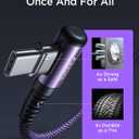 AINOPE USB C Cable 60W 2-Pack 10ft Nylon Braided USB C to USB C Cable Type C Charger Fast Charging Right Angle USBC Cable Charger Cord for iPhone 16 Pro Max 15 Plus Samsung S24 S23 iPad Pro Purple