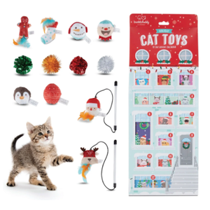 Buddy Buddy 12 Day Festive Whisker Wonderland Advent Calendar Surprise Each Day For 12 days Winter Wonderland Gift Box for Cats, with Catnip-Infused Delights, Plush Crinkle, Balls, and More