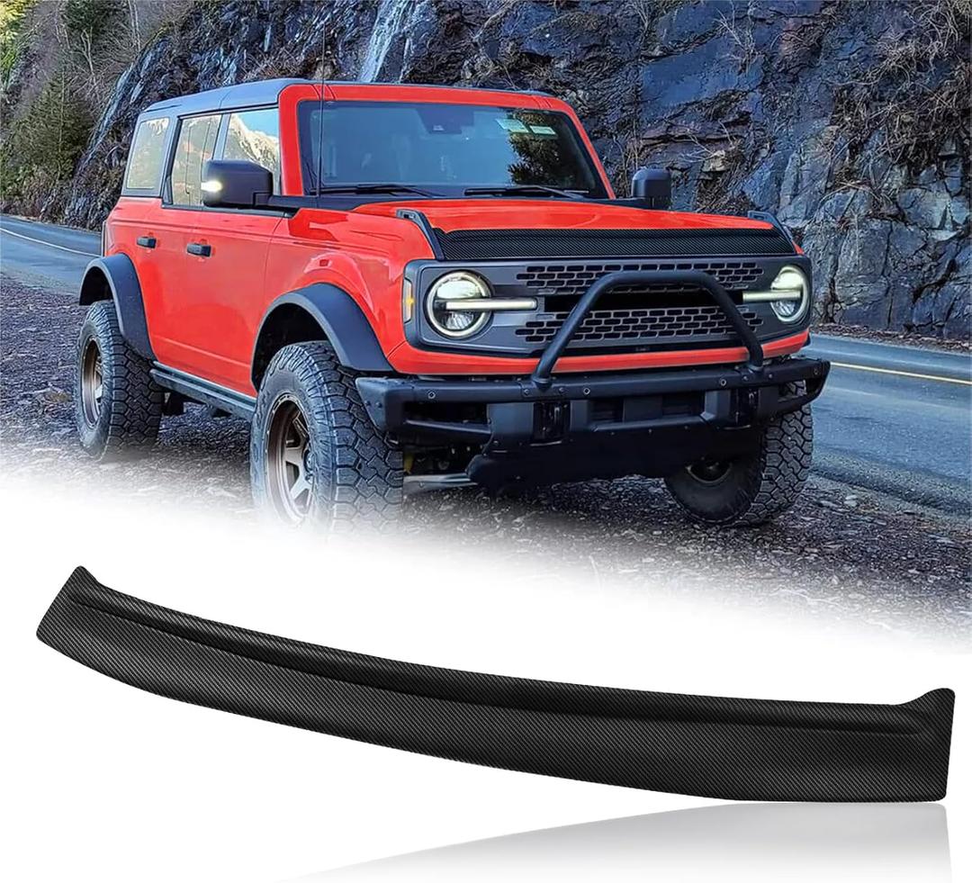 Hood Deflector Hood Protector Compatible with Ford Bronco 2/4 2026 2025 2024 2023 2022 2021 Matte Carbon Fiber Hood Protector Bug Deflector Stone Guard(Not for Bronco Sports)