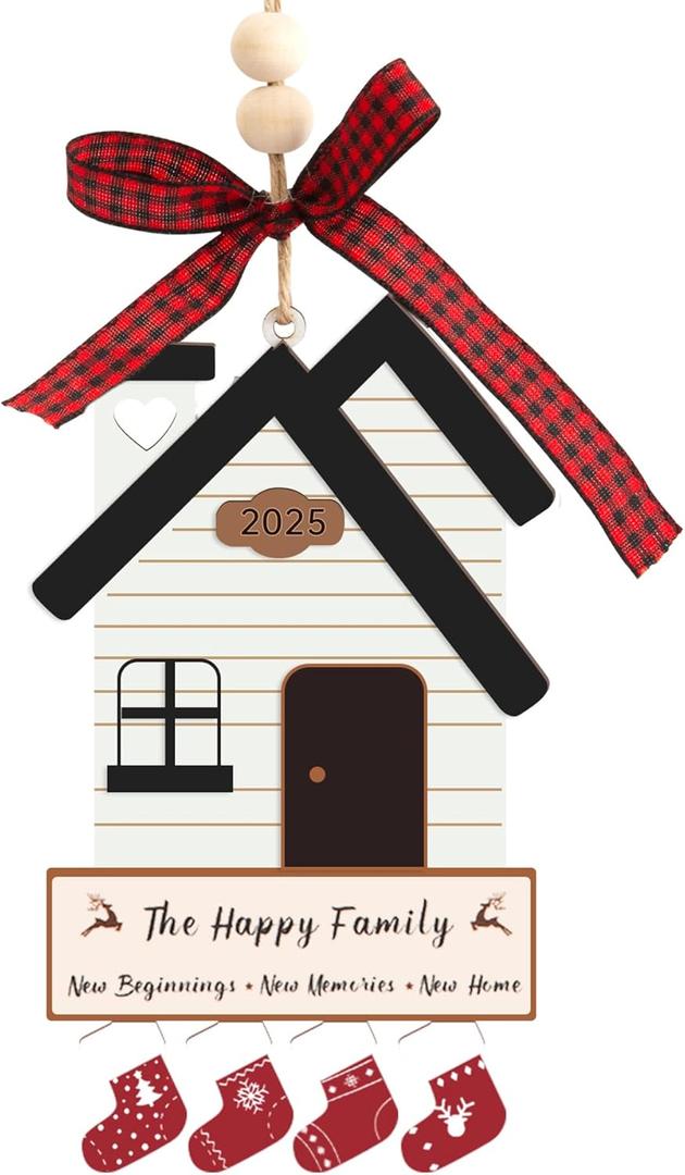 3 x House Warming Gifts New Home - WOXAFO New Home Ornament 2025, Best Housewarming Gifts 2025, Wooden First Christmas Ornament 2025 for Couple Men Women (2025)