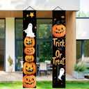 Halloween Porch Banner 12x71 Inch Trick or Treat Door Sign Jack O Lantern Pumpkin Outdoor Hanging Decoration Happy Halloween Vertical Yard Flag for Home Party Entryway