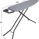 Household Essentials Ultra Ironing Board, 4-Leg, with Steel Top and Iron Rest, Cotton Cover with Fiber Pad, Heat and Stain Resistant, Matte Black Frame, Grey Cover