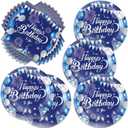 40Pcs Blue and Sliver Birthday Party Supplies for 20 Guests Tableware Set Confetti Sprinkles Plates and Napkins for Women Men Blue and Sliver Birthday Party Decorations