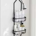 Baffect Shower Head Caddy, Upgraded Extended Metal Shower Storage Rack, Rust-Resistant Bathroom Organizer with Soap Holder and Hooks (Matte Black)