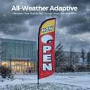 8ft NOW OPEN Feather Flag Kit for Business with Pole and Ground Stake