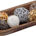 Mie Creations 16'' Large Wooden Dough Bowl for Decor, Huge Decorative Centerpiece Oval Rustic Dough Bowls for Table | Handmade Long Wood Bowl, Mothers Day Gifts for Mom, Festival Dining Decorations