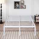 18 Inch Queen Bed Frame Heavy Duty Metal Platform No Box Spring Needed, Maximum Storage, Easy Assembly, Noise Free, White
