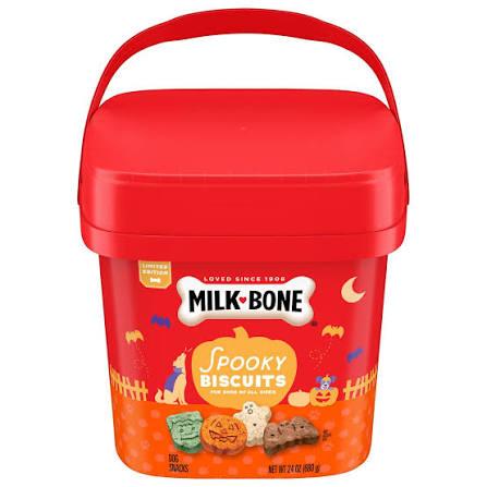 Milk-Bone Spooky Biscuits, Halloween Dog Treats, 24 Oz. Pail [BBD: 08-Oct-2026]