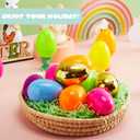 JOYIN 3.15" 144 PCS Plastic Easter Eggs 6 Golden Eggs, Large Empty Eggshells Fillable for Easter Hunt, Parties, Basket Stuffers Filler, Classroom Prize Supplies