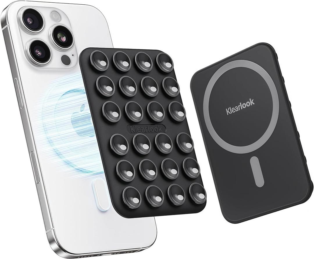 Klearlook Magnetic Suction Phone Mount for MagSafe Case, Removable Sticky Phone Grip Holder for Hands-Free Makeup/Selfie/Live Streaming/Vlog for TikTok & Instagram Influencer/Creator, Black