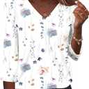 AKEWEI 3/4 Length Sleeve Womens Tops V Neck T Shirts Dressy Casual Pleated Spring Fashion 2026 Work Blouses (Large)