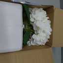 Hollyone Hydrangea Artificial Flowers with Vase White Silk Fake Flowers Arrangements in Glass Vase with Faux Water for Home Bathroom Office Table Centerpiece Shelf Decorations