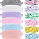 12 Pieces Sleepover Slumber Party Favors for Girls, Spa Party Supplies, Plush Eye Mask Sleep Eyeshade and Bow Headbands for Girls Women