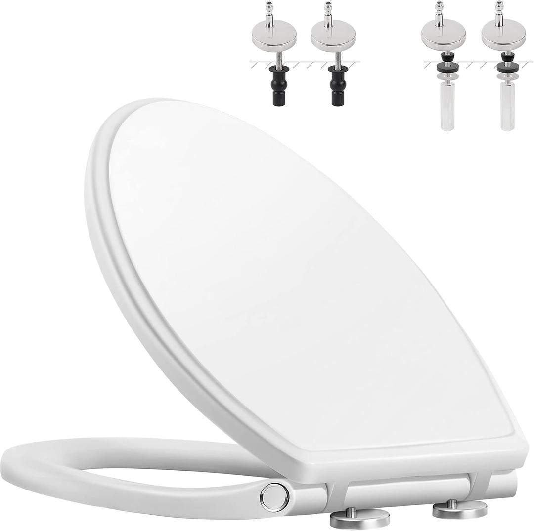 Hibbent Premium Elongated Toilet Seat with Cover (Oval) Quiet Close