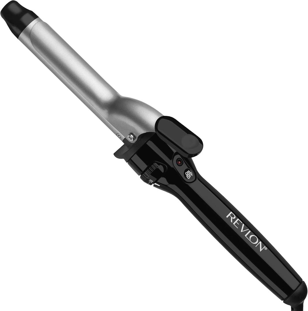 Revlon Perfect Heat Triple Ceramic Curling Iron | For Silky Smooth Medium Curls (1 in) (Silver & Black)