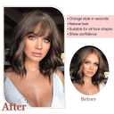 Lommel Clip in Bangs,100% Real Human Hair Wispy Fake Bangs Hair Clip for Women Medium Brown Natural Curtain Fringe with Temples Hairpieces for Daily Wea and Various festivals(Medium Brown)