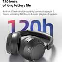 Wireless Headphones Over the Ear, Noise Cancelling Headphones, Bluetooth Headphones, Bluetooth V6.0 Headset with Low Latency Gaming & Movie Modes, 1000mAh Long Battery Life, External Mic, Black