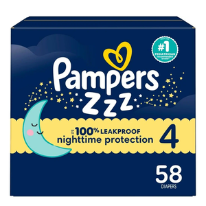 Pampers ZZZ Overnight Diapers, Size 4 (22-37 lbs), 58 Count, Nighttime Protection Disposable Baby Diaper, Night Time Leak and Skin ProtectionAmazon's Choice