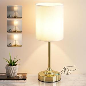 Rechargeable Table Lamp, Battery Operated, Touch Control, Brass, 3 Pack