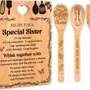 Sister Birthday Gifts - "Recipe for a Special Sister" Sister Gifts from Sister Cutting Board Set, Bamboo-Made Engraved Utensil Set Sister Gifts from Sister, Sister Birthday Gifts from Sister/Brother