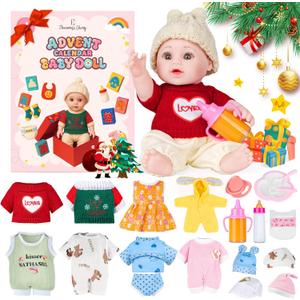 Baby Doll 2025 Advent Calendar Gifts, Eleanore's Diary 12'' Dolls Set with Clothes & Accessories, Realistic Cute Soft Body Baby Doll, Pretend Play, 24 Days Countdown Christmas Surprise Gifts for Girls