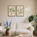 2ps Framed Botanical Wall Art Vintage Farmhouse Floral Canvas Painting Prints Artwork for Bathroom Walls Rustic Flower Butterfly Pictures for Kitchen Bedroom Hallway Home Decor 16x24in