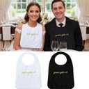 Chicingyou 2 Pcs Wedding Adult Bibs for Bride and Groom Gold Embroidered Clothing Protectors Gag Gifts Bibs Washable