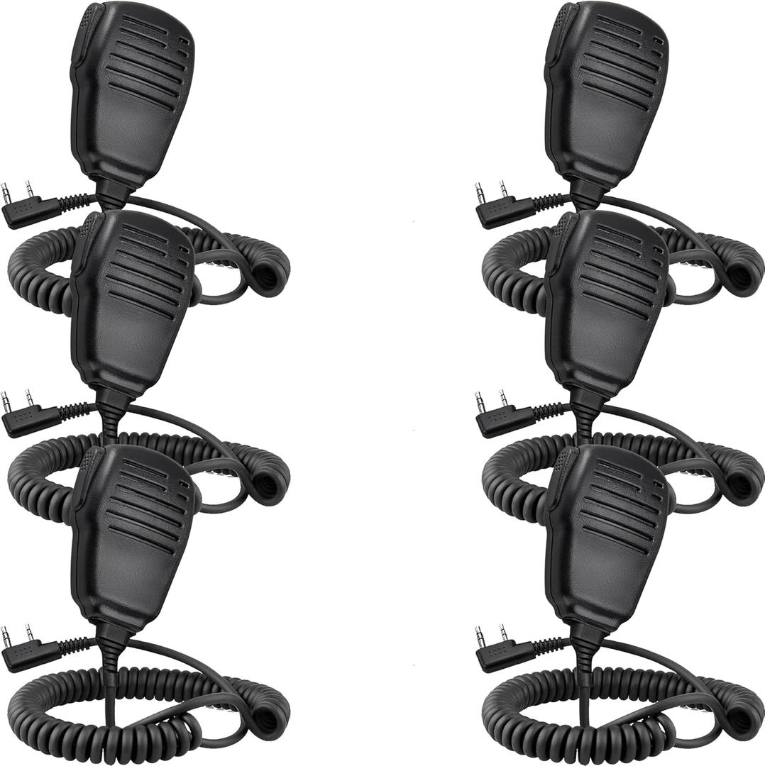 SAMCOM Speaker Mic for Two Way Radios, 2 Pin K Type Walkie Talkies Shoulder Mic with Reinforced Cable, 2-Way Radio Handheld/Wearable Microphone for FPCN30A FPCN10A Radio, 6 Pcs, Black