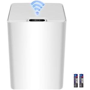 Cornermeet Smart Sensing Trash Can - 15L Ultra-Thin Motion Sensor Automatic Lid, Light and Beautiful for Commercial, Office, Bedroom, Bathroom, Kitchen Use - White, 2 pack