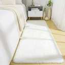 BENRON Soft Runner Rugs for Bedroom 2x6, Washable Long Runners for Hallway Entryway Kitchen Dorm, Fluffy Throw Rug for Kids Girls Room Decor Photo Prop, Cream White