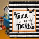 Halloween Shower Curtains for Bathroom Black Bat Pumpkin Shower Curtain Waterproof Fabric Happy Halloween Decoration Bathroom Curtain with Hooks 72"x72" (Black White)
