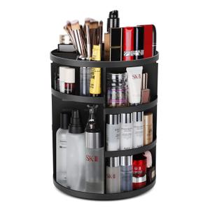 Syntus 360 Rotating Makeup Organizer, Adjustable Bathroom Makeup Spinning Storage Holder, Large Capacity Carousel Cosmetics Display Cases for Vanity, Skincare, Countertop Organization, Black