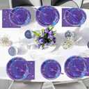 100Pcs Purple Glitter Party Decorations Demon Purple Sparkling Holographic Laser Paper Plates Napkins Disposable Tableware Set for Hunters Birthday Wedding Disco Bachelorette Party Supplies Serves 25