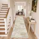 Runners for Hallways Non-Slip 2x10 Long Runner Rugs Washable Abstract Tear and Stain Resistance No Pile Lightweight Modern Rug Runners for Entryway, Kitchen, Walkway, Beige/Yellow