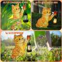 WILLBOND Cat Garden Decor Summer Outdoor Solar Lights Decor, Metal Orange Cat Garden Stake with Butterfly, Outside Stake Signs Gifts for Mom Yard Lawn Patio Unique Gift Ideas