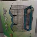 A&E Cage Co AE2614TT SP Blue Triple Top Bird Cage 26" x 14" x 23" Decorative Small Bird Cage Includes 2 Feeder Stations, 3 Wood Perches, Slide-Out Tray & Carry Handle (Teal)