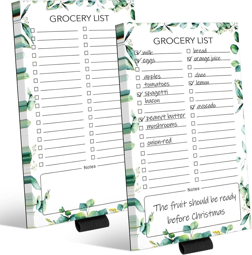 Joyberg 2 PCS Magnetic Grocery List Pads for Fridge, 4.5x7.5 Inches Magnetic Note Pad for Fridge, Grocery List Magnet Pad for Refridge, Magnetics Notepads, Shopping Lists, 60 Pages Per Notepad