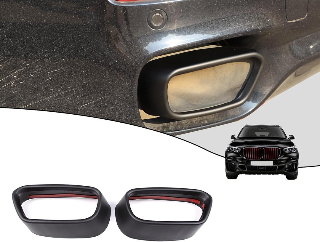 Matte Black Stainless Steel Exhaust Muffler Tail Pipe Trim Cover For BMW X5 F15 X6 F16 2014-2019(Suitable For M Sports Version)