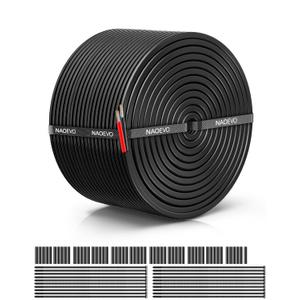 NAOEVO 20 Gauge Wire 2 Conductor Electrical Wire, 20 AWG Stranded PVC Cord, 12V Low Voltage/Tinned Copper/Flexible Cable for Automotive Wiring, Lamp Cord, Marine Cable (100FT)