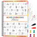 2 x ADHD Cleaning Planner, Dry-Erase Sleeve + Paper Pages, Removable Ring Binder, Daily,Weekly,Monthly Plans, Cleaning Schedule and Checklist, ADHD Planner for Adults Women