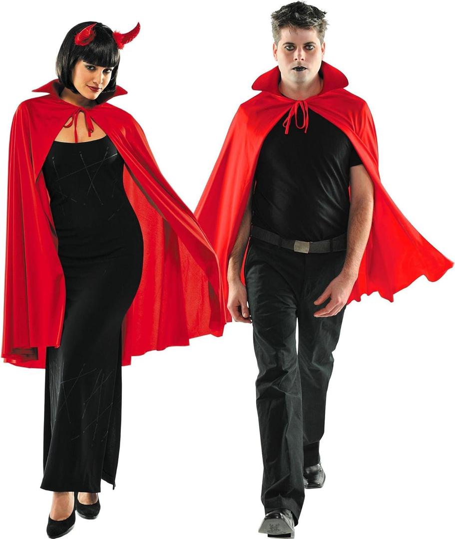 Red Mid Length Cape (Adult Size) Costume Accessory - Perfect for Cosplay, Parties, and Halloween Events (Pack of 1)
