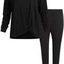 Eddie Bauer Lounge Sets for Women, Cozy Soft 2 Piece Loungewear Pajamas with Long Sleeve Shirt and Jogger - PJs Size L