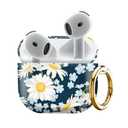 Compatiable with AirPod 4 Protective Case 2024, Soft Protective Case with Keychain for Women,Cute Shockproof Charging Case Cover for AirPod 4(White Daisy)