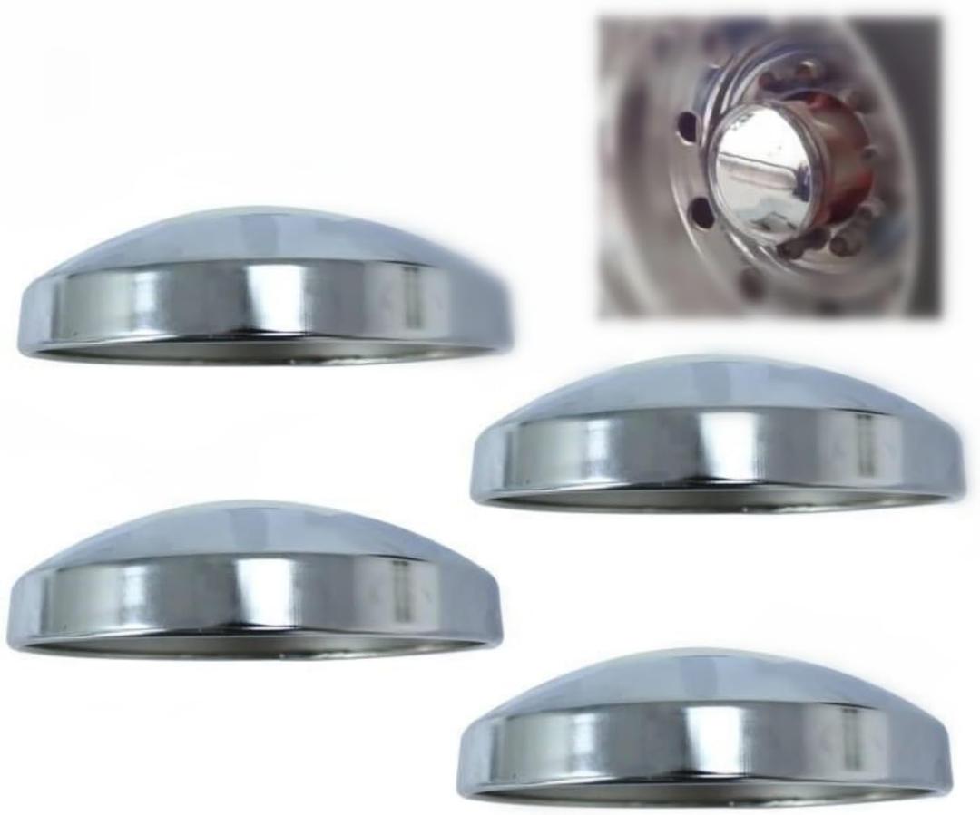 LOSTAR 4PCS for Dome Semi Truck Rear Wheel Covers Metal 8" Dome Style Hub Caps