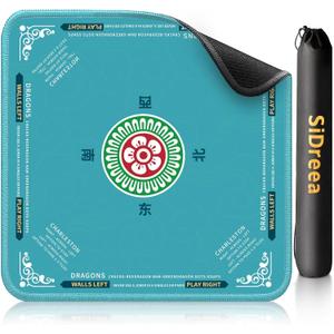 Mahjong Mat 32.4 x 32.4, 3mm Thick Non-Slip Rubber Back Mahjong Table Mat, Noise Reduction Waterproof Mahjong Game Mat for Table, Mahjong Tile Mat for Cards, Dominoes & Board Games